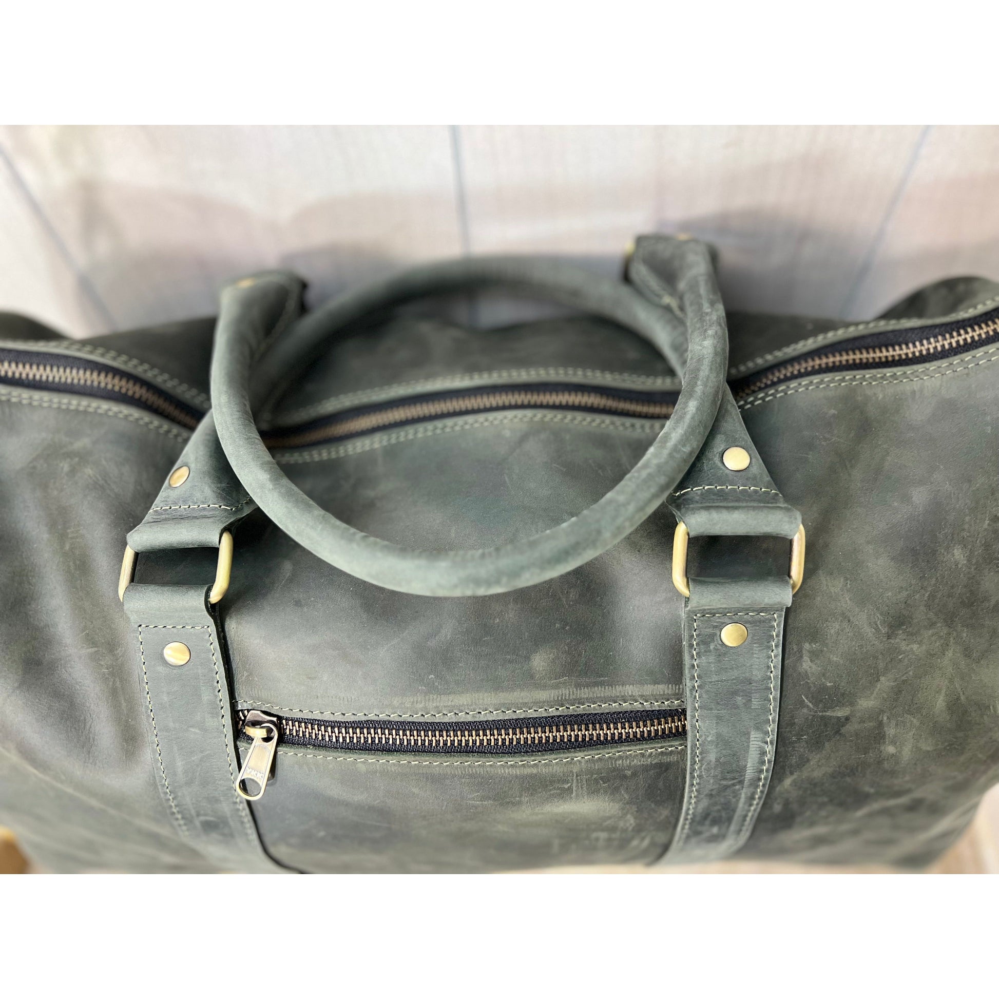 Benjamin's Leather Grey Leather Duffel