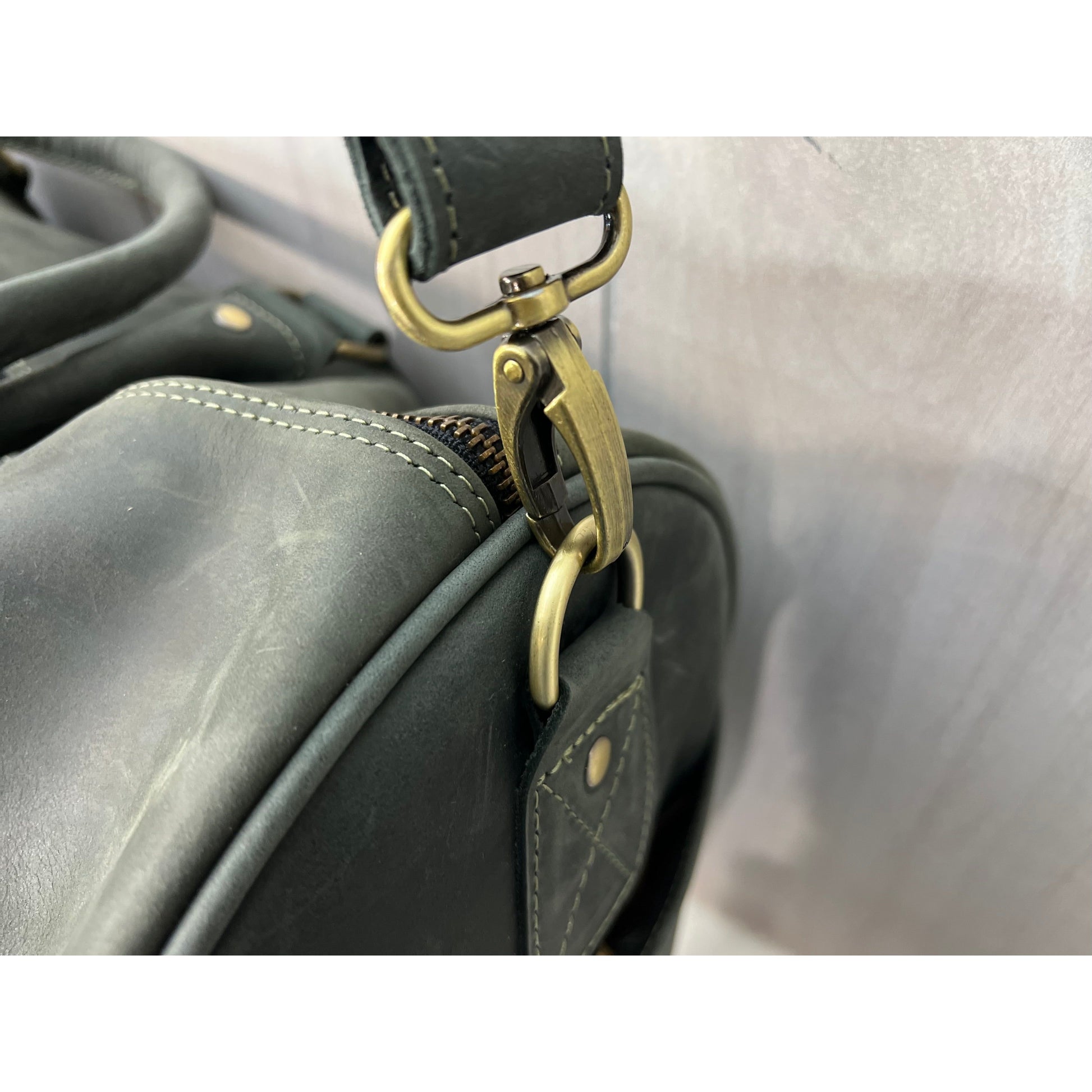 Benjamin's Leather Grey Leather Duffel