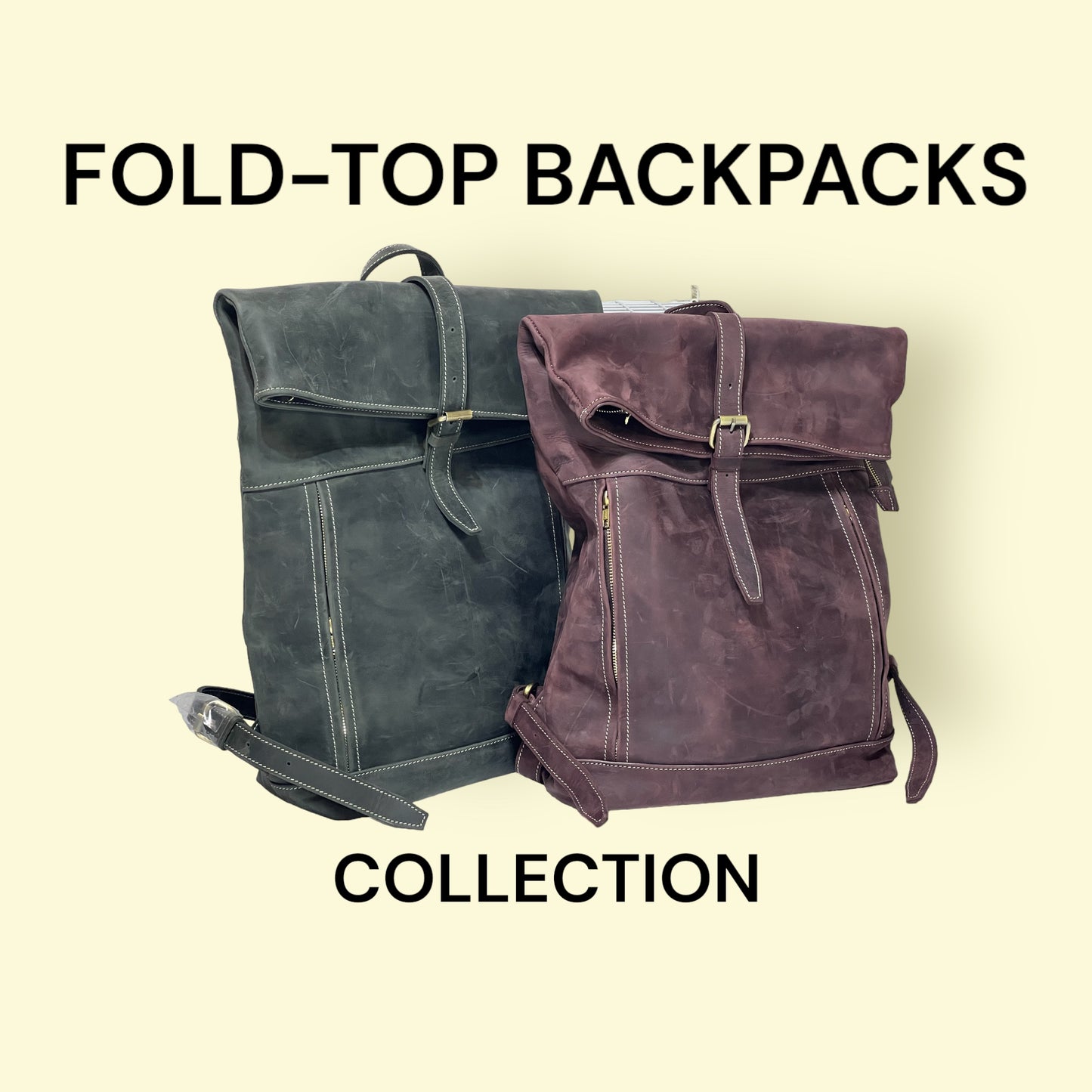 Benjamin's Leatherᵀᴹ FULL-GRAIN LEATHER "SLIM FOLD-TOP BACKPACK"